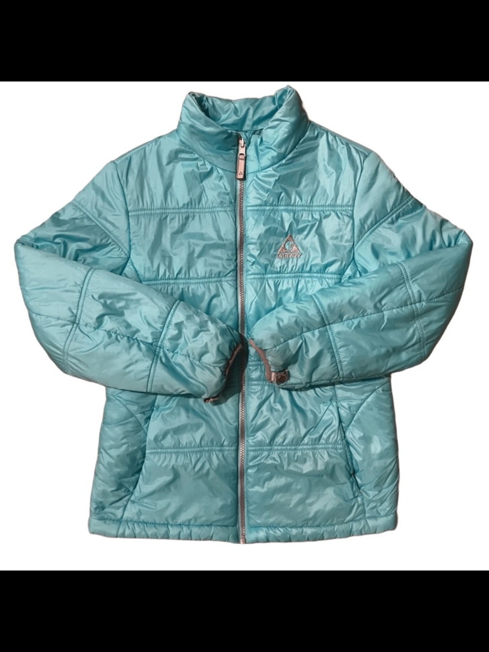 Gerry Girls Blue Puffer Jacket Lightweight Hooded Full Zip Size L 14/16